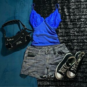 Blue lace cami top